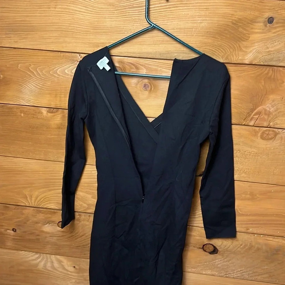 Emporio Armani‎ V-Neck Faux Mini Wrap Jersey Dress Long Sleeve 6 Black Cocktail - Picture 10 of 10